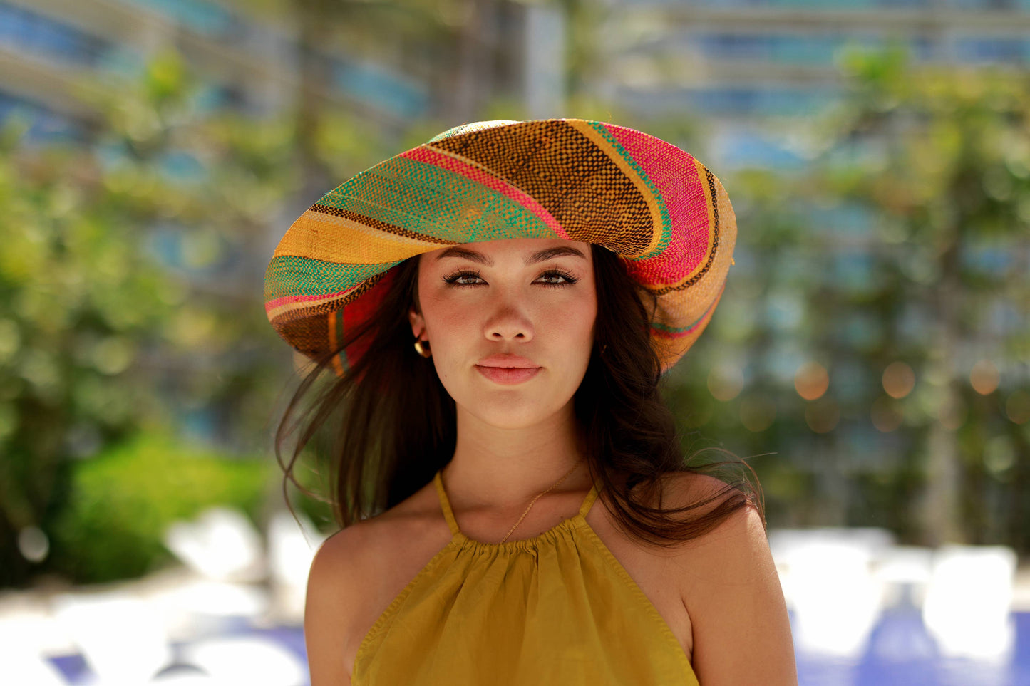 Monica 5" & 7" Wide Brim Stripe Packable Straw Sun Hats: Blueberry Swirl / 5 Inch