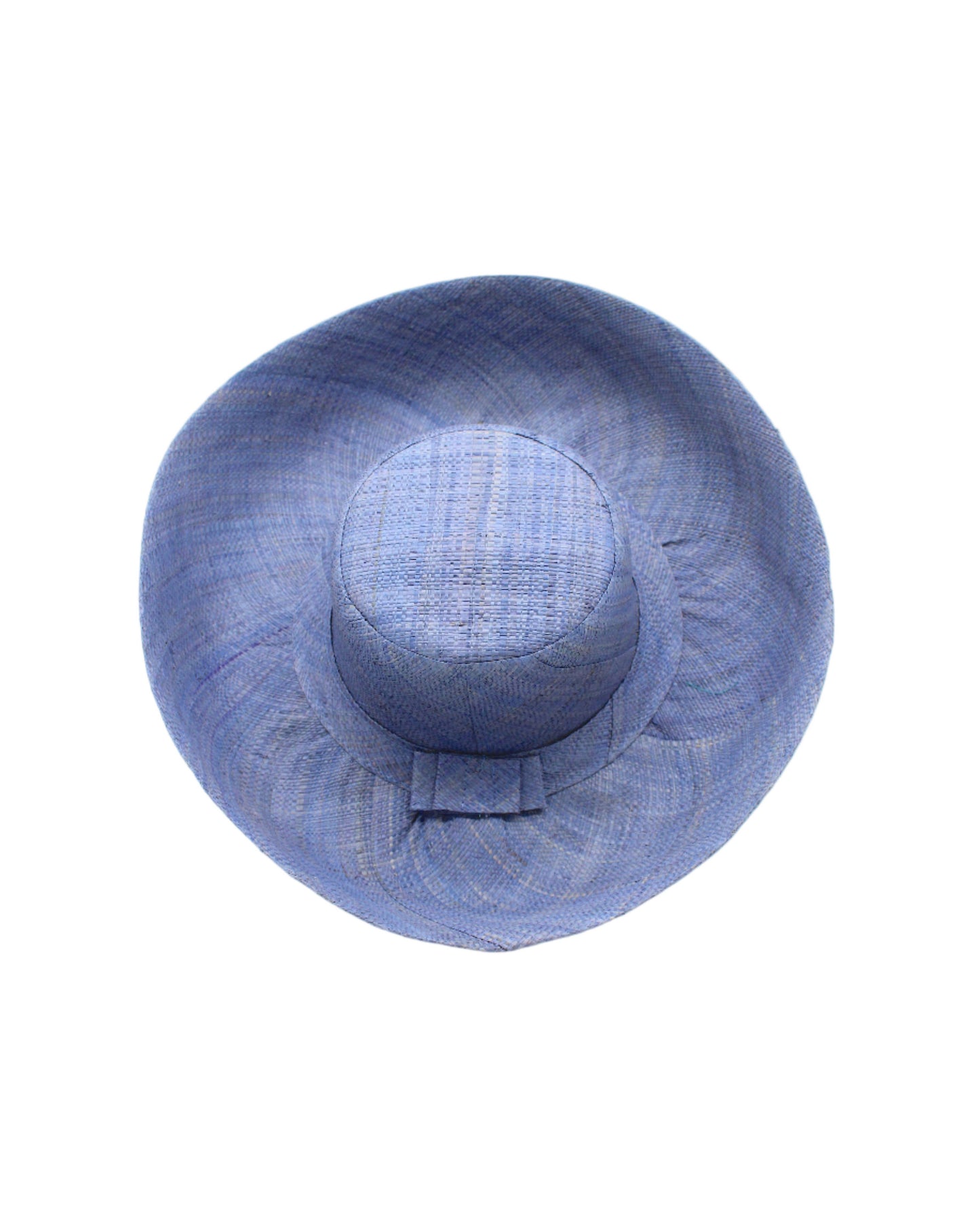 Monica 5" & 7" Wide Brim Solid Color Packable Straw Sun Hats: Denim / 5 Inch