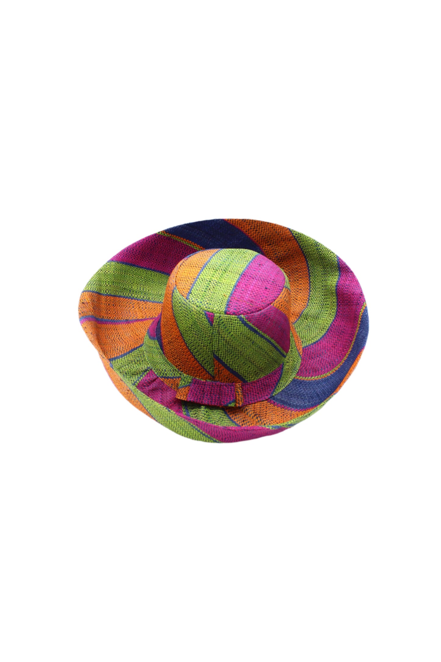 Monica 5" & 7" Wide Brim Stripe Packable Straw Sun Hats: Olive Swirl / 7 Inch
