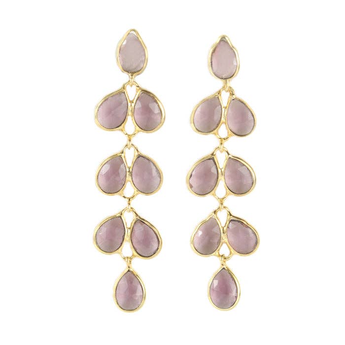 Mia Gold Earring - 11 Gemstone Options: Green Onyx