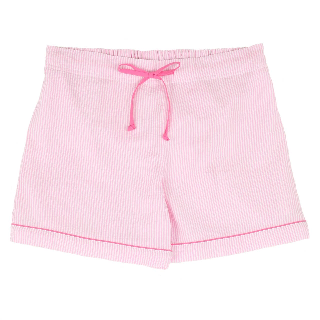 Pink Seersucker-Pink Short Sleeve Shorty Pajamas: XS