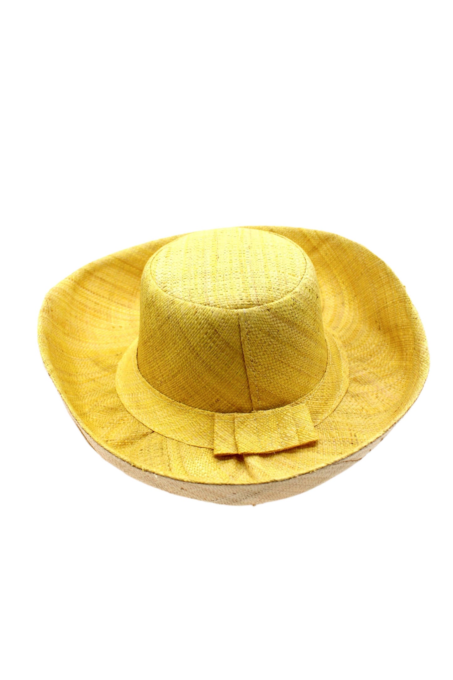 Monica 5" & 7" Wide Brim Two Tone Packable Straw Sun Hats: Saffron Two Tone / 7" Brim