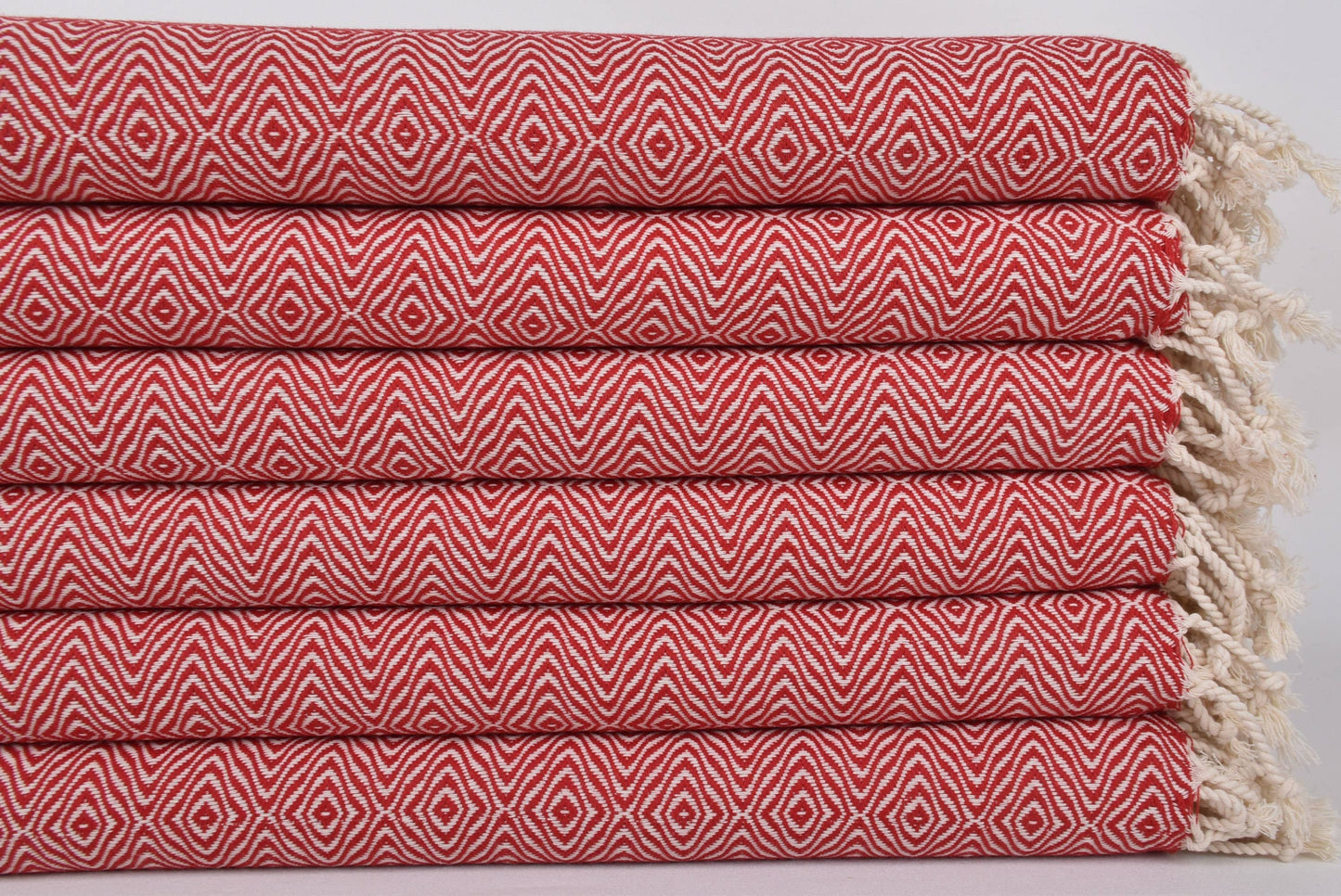 Custom Dish Towel, Elegant Red Diamond Towel