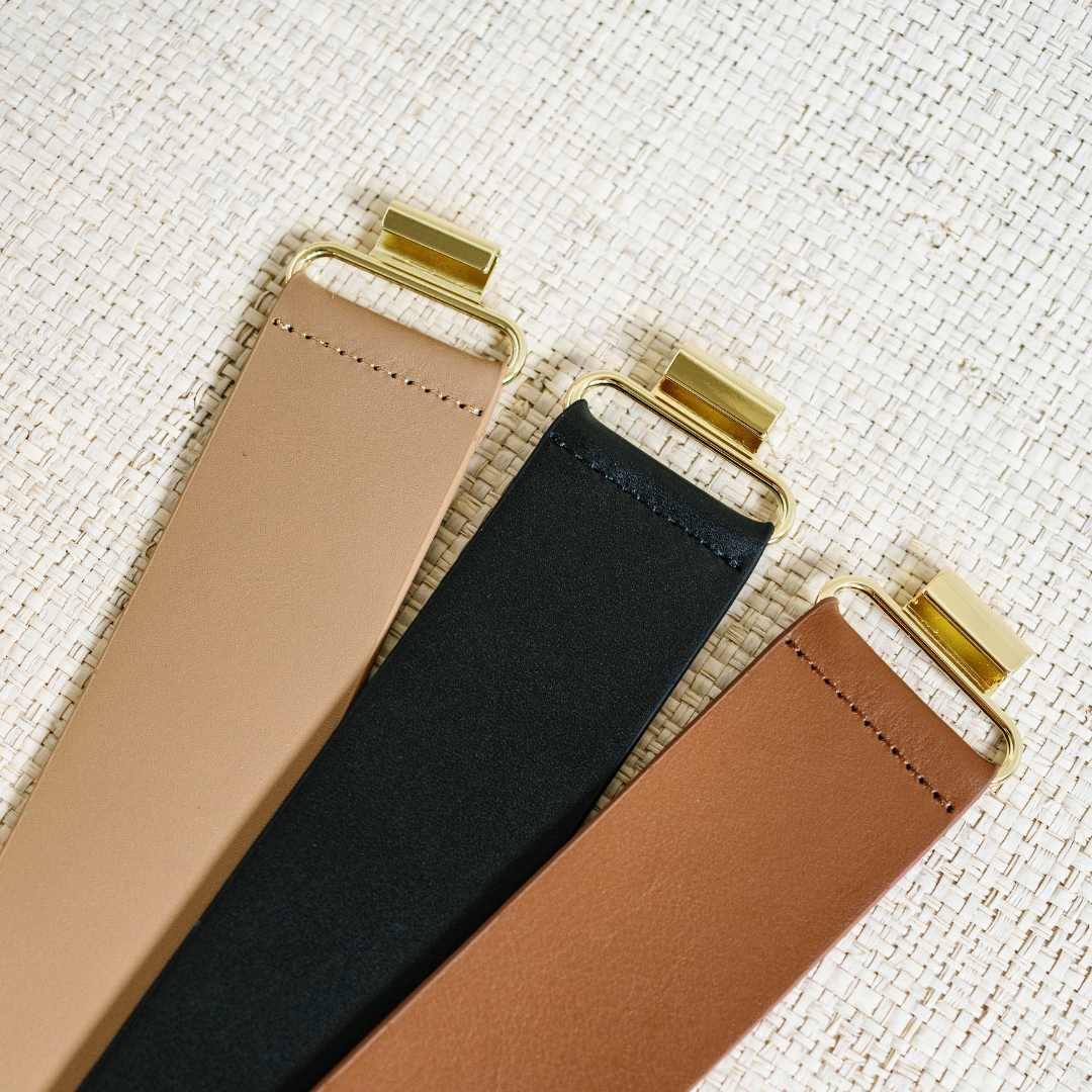Black Genuine Leather Interchangeable Stretch Belt : 00