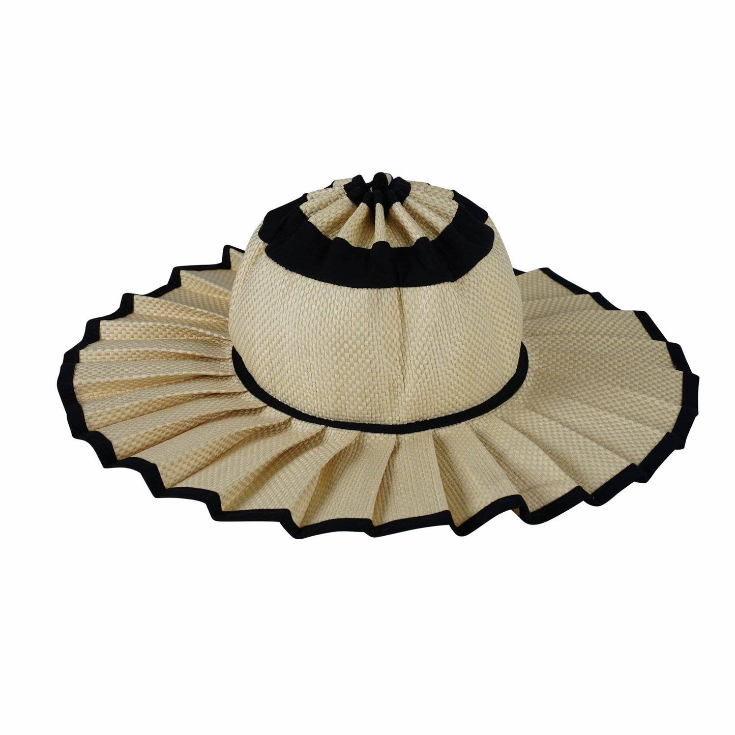 Ruffle Check Straw Hat Plaid Straw Sun Hat: Green / M