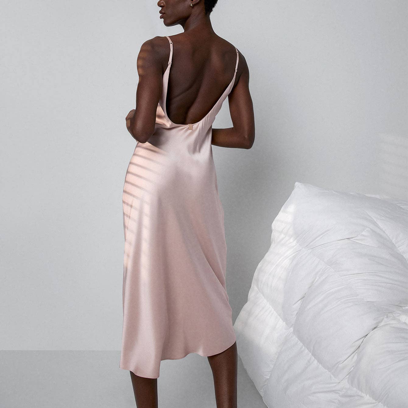 Washable Silk Bias Slip Dress: Delicate Pink / S