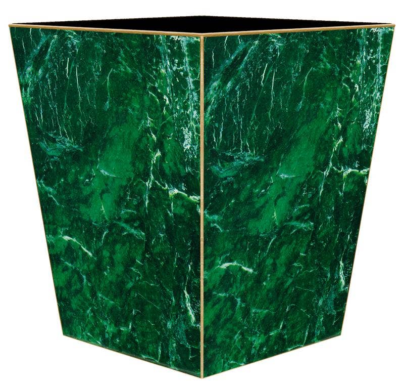 Malachite Wastepaper Basket: Scalloped Top