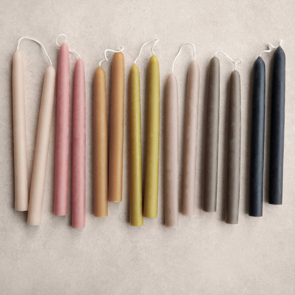 9" Heirloom Beeswax Taper Candles: Olive