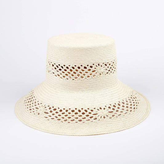 Rose Summer Bucket Hat - Limited Edition Straw Panama Hat: Small