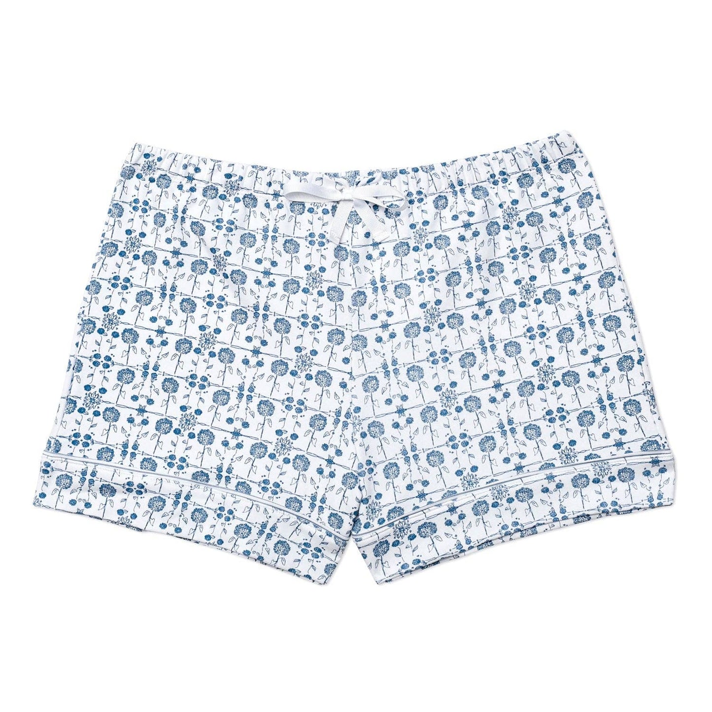 Hydrangeas Women’s Button Front Short Pajama Set: Coastal Bloom - Blue / XS