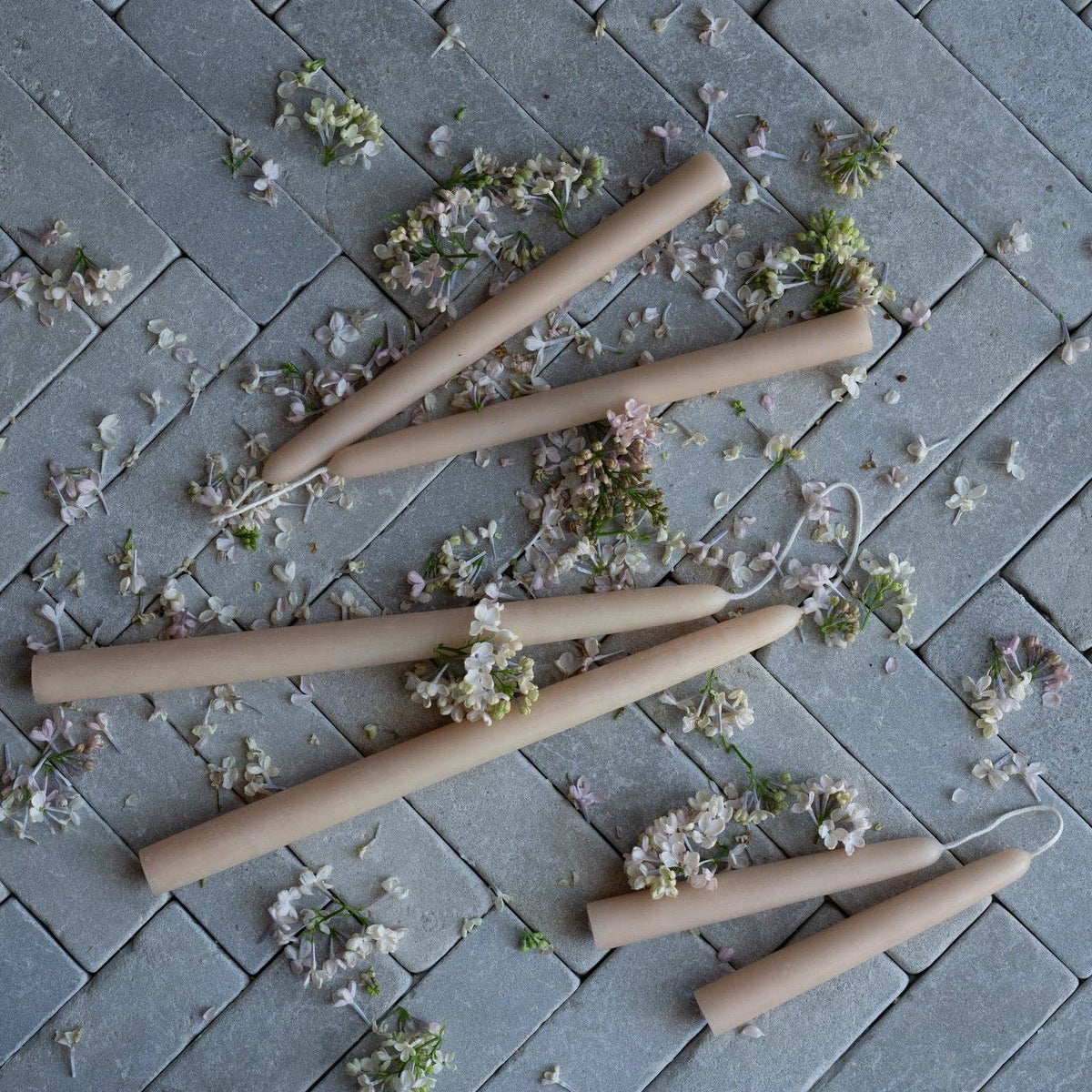 9" Heirloom Beeswax Taper Candles: Olive