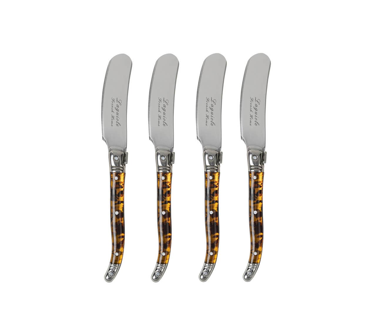 French Home Laguiole 4-Piece Tortoise Shell Spreader Set: Tortoise Shell / Stainless-Steel and Resin