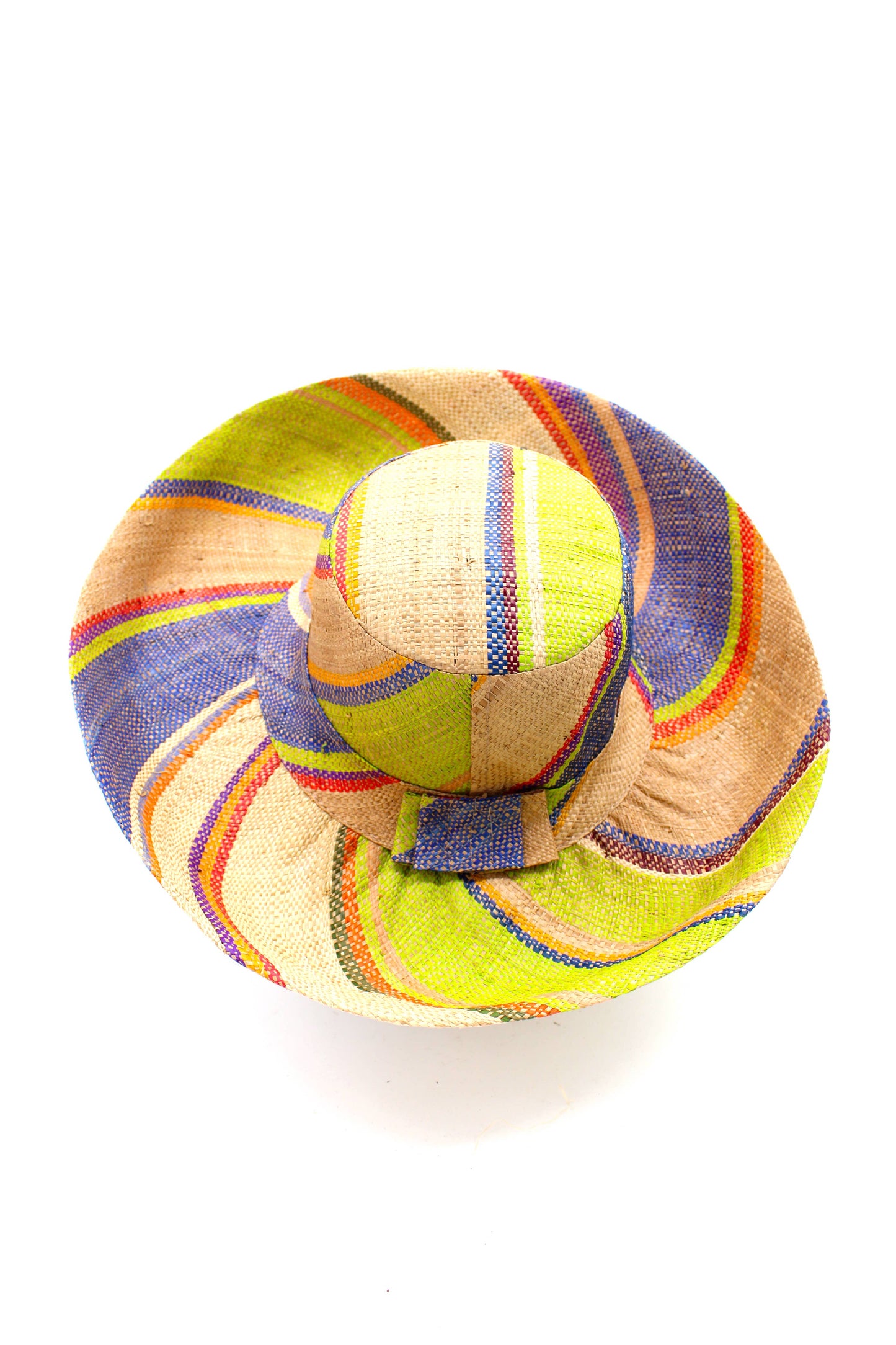 Monica 5" & 7" Wide Brim Stripe Packable Straw Sun Hats: Blueberry Swirl / 5 Inch