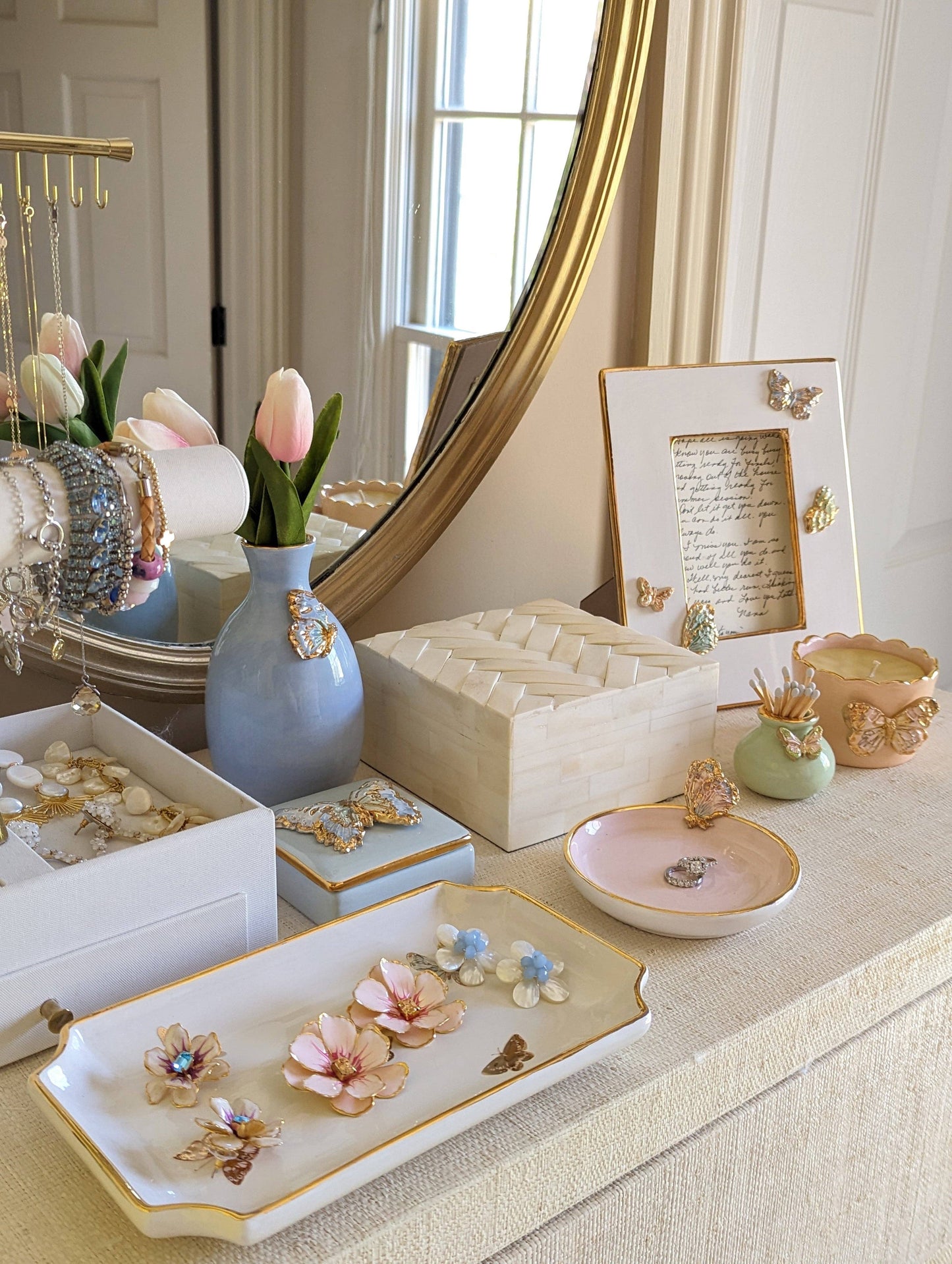 Gilded Butterflies Trays with 22K Gold Accent: Large