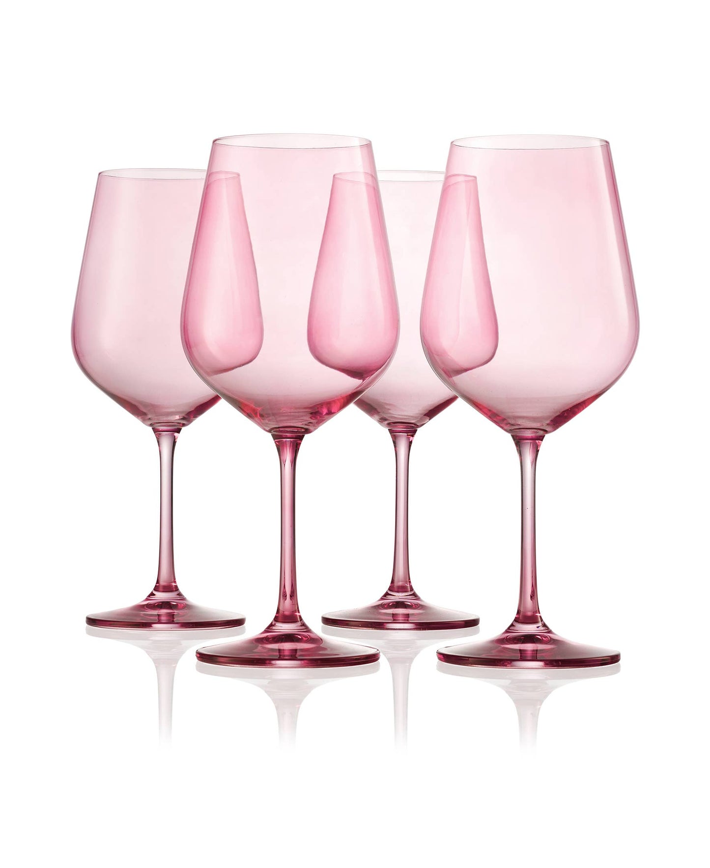 Set of Four Colored Red Wine Glasses - multi color avail: Rose