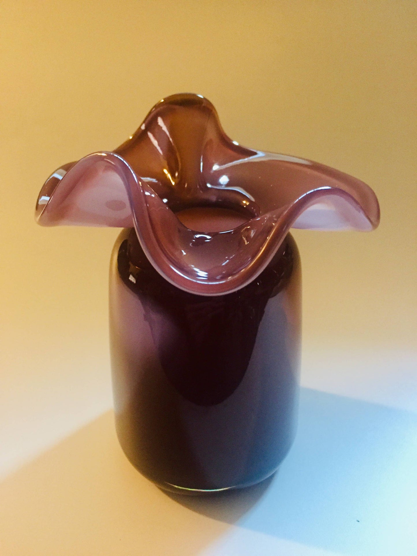 Ruffle Bud vase: Light Blue / Blown Glass / 5”x4”