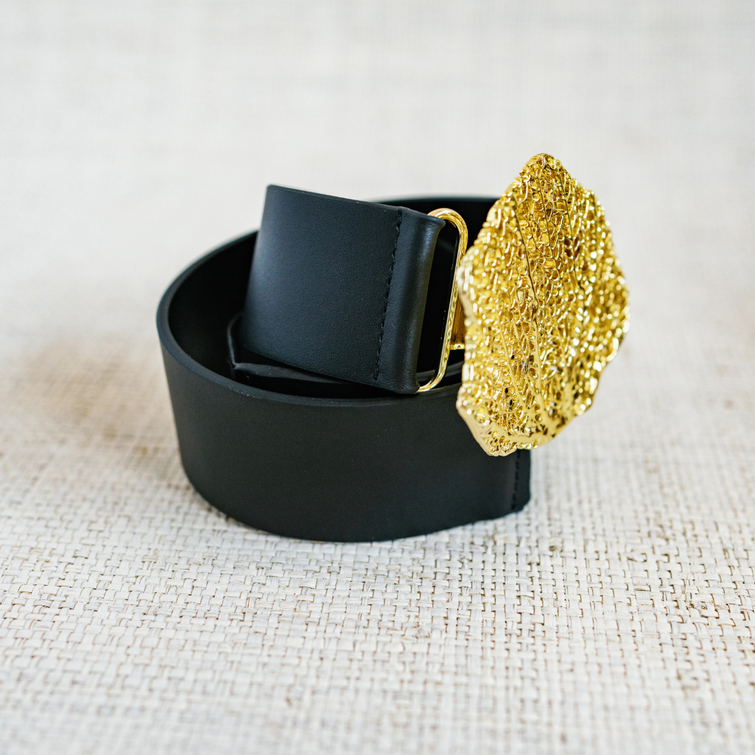 Black Genuine Leather Interchangeable Stretch Belt : 0