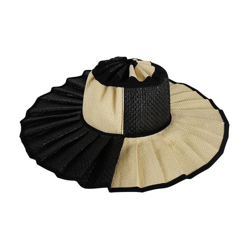 Ruffle Check Straw Hat Plaid Straw Sun Hat: Green / M