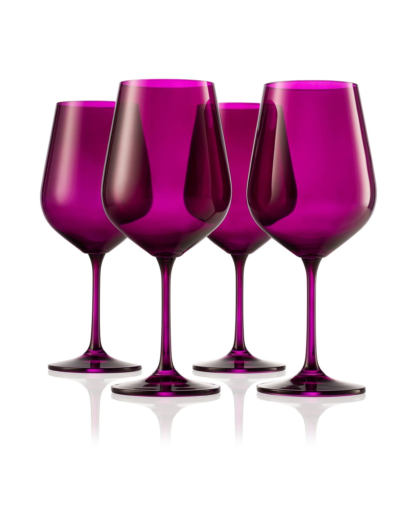 Set of Four Colored Red Wine Glasses - multi color avail: Rose