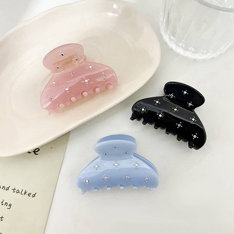 Solid Color Rhinestone Acetate Hair Claw DP25B942: White
