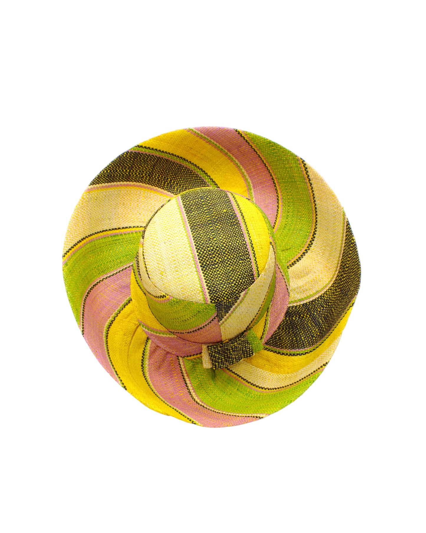 Monica 5" & 7" Wide Brim Stripe Packable Straw Sun Hats: Olive Swirl / 7 Inch