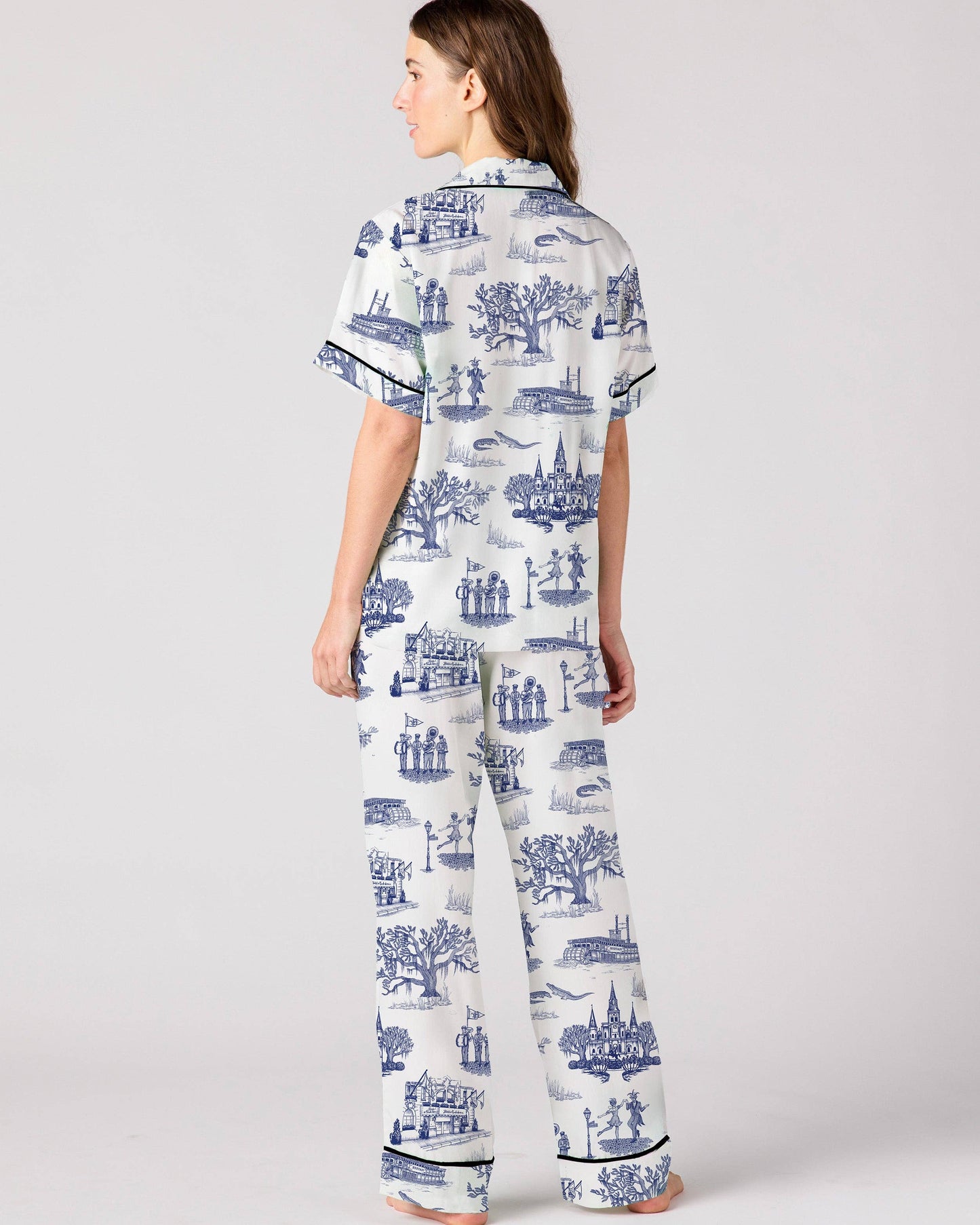 New Orleans Toile Pajama Pants Set: Navy / XS