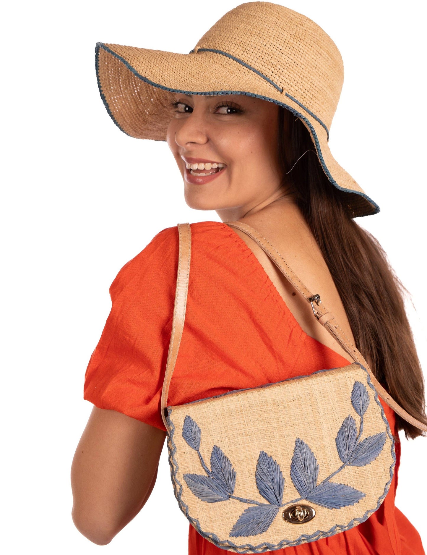 Rachel 4" Brim Crochet Straw Sun Hats with Colored Edge: Midori