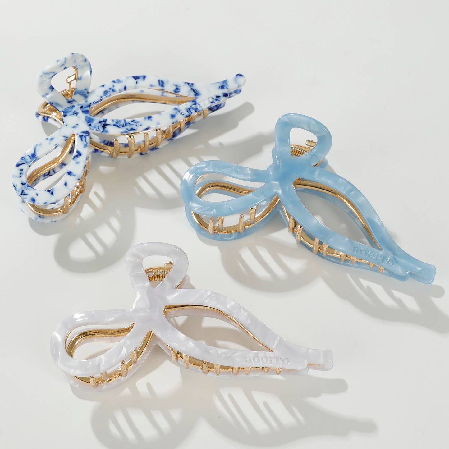 Sabrina Coastal Ribbon Metal Bow Claw Clip - Large: Assorted