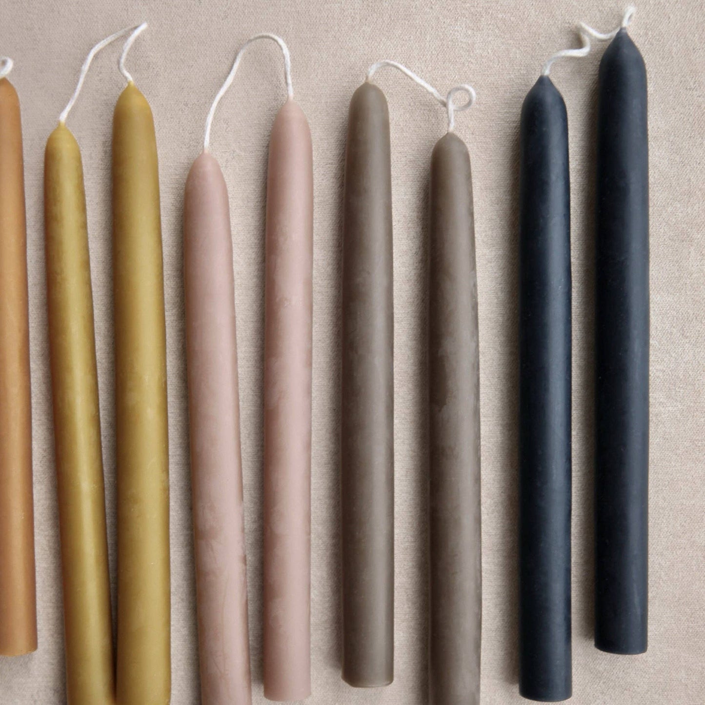 9" Heirloom Beeswax Taper Candles: Olive