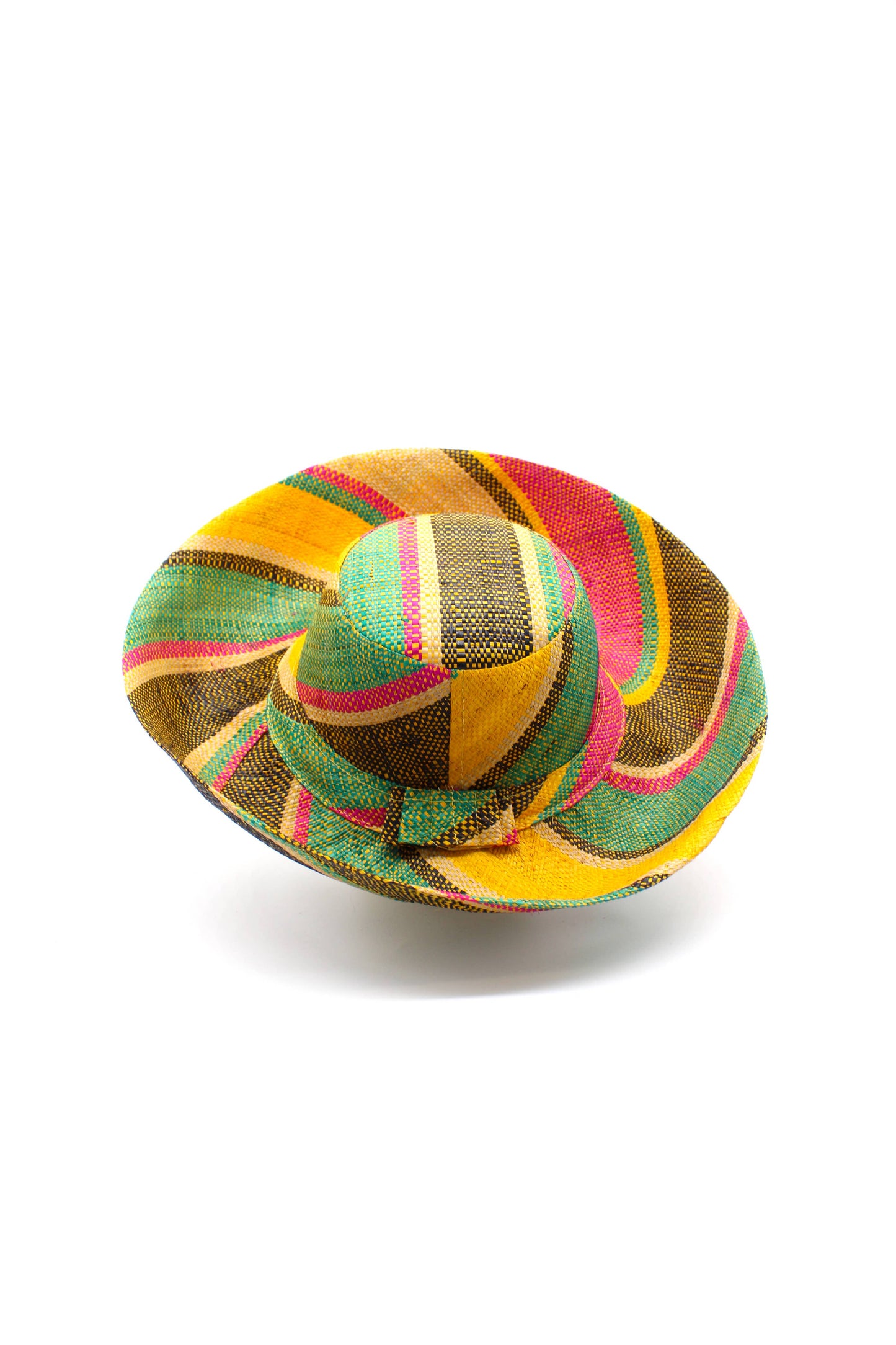 Monica 5" & 7" Wide Brim Stripe Packable Straw Sun Hats: Blueberry Swirl / 5 Inch