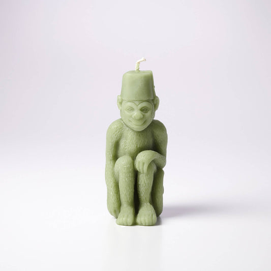 Monkey with a Fez Beeswax Candle: Peacock