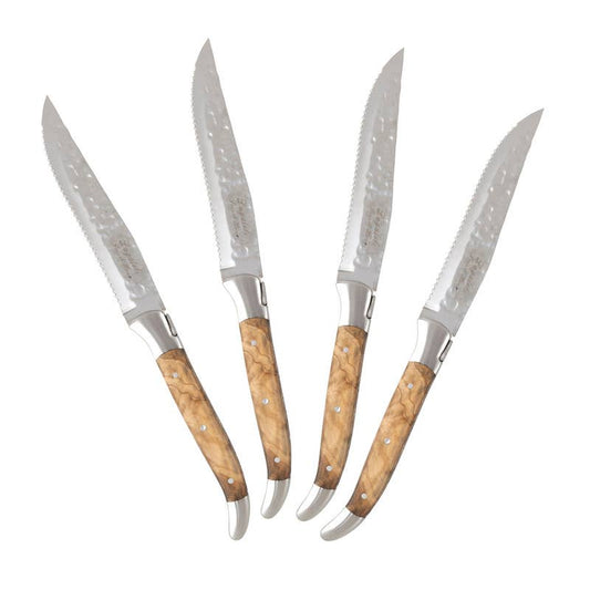 Laguiole Connoisseur Olivewood BBQ Steak Knives, Set of 4