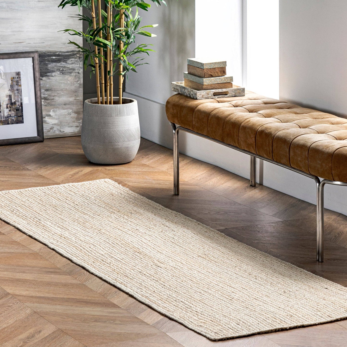 Rigo Hand Woven Farmhouse Jute Area Rug: Natural / Rectangle / 9' X 12'