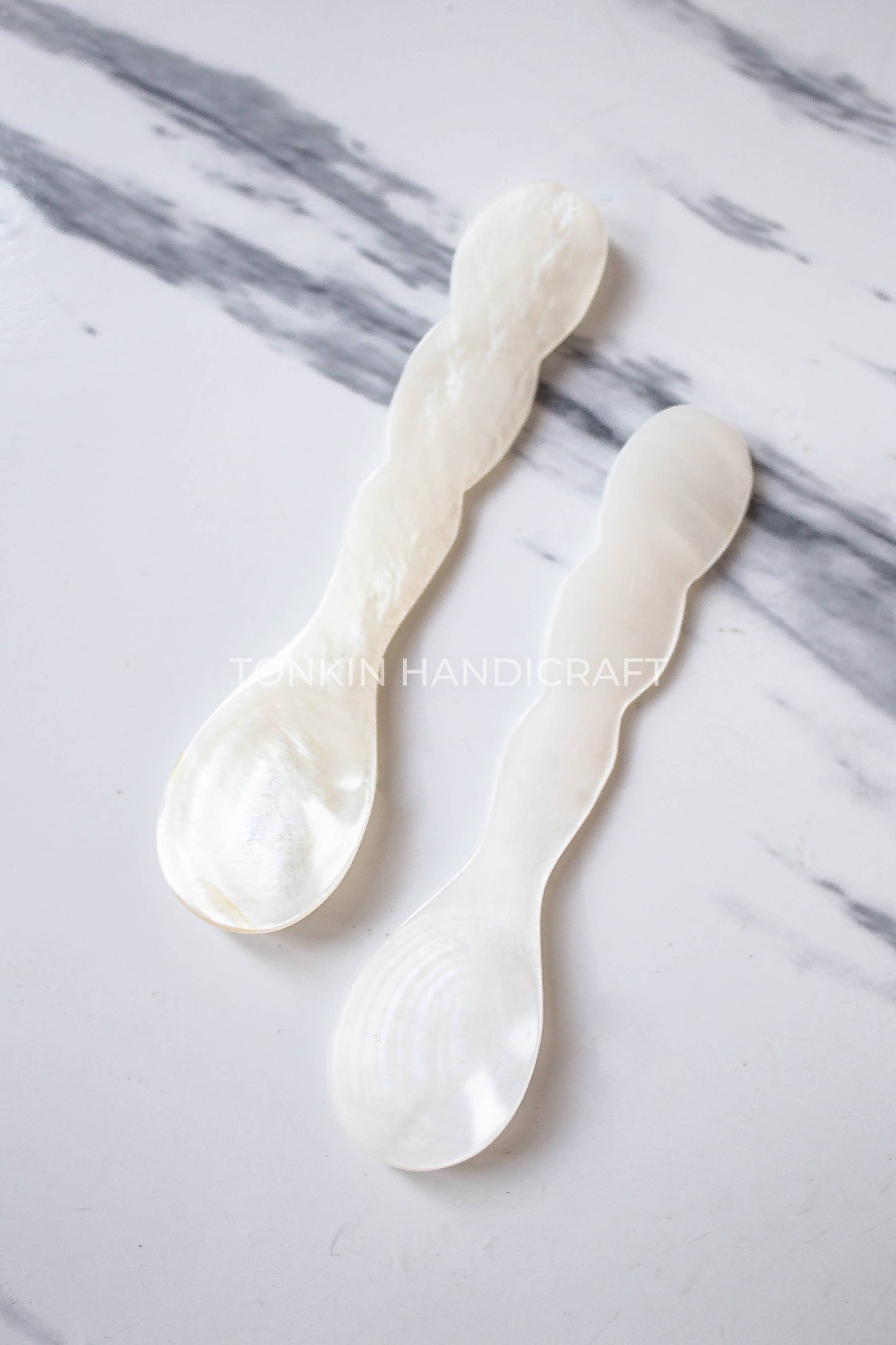Wee Mother of Pearl Seashell Spoon White