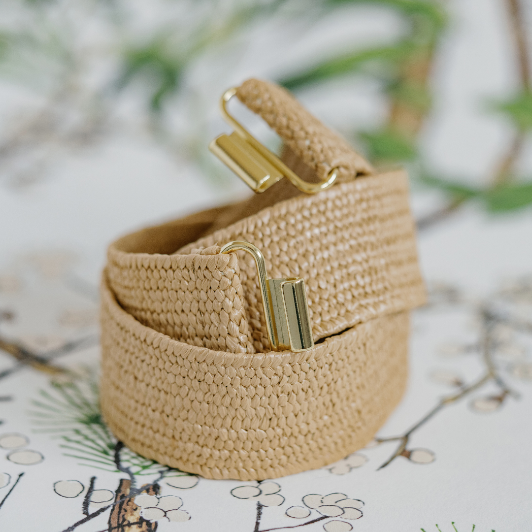 Dark Raffia Interchangeable Stretch Belt Band: Dark Raffia / L