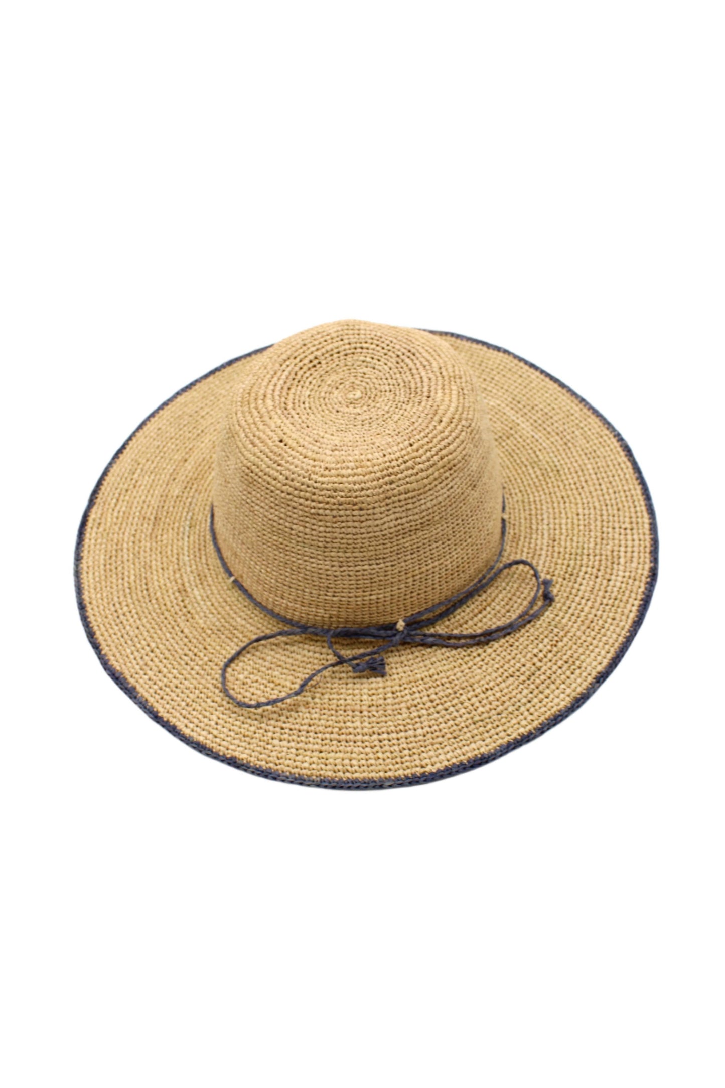 Rachel 4" Brim Crochet Straw Sun Hats with Colored Edge: Midori