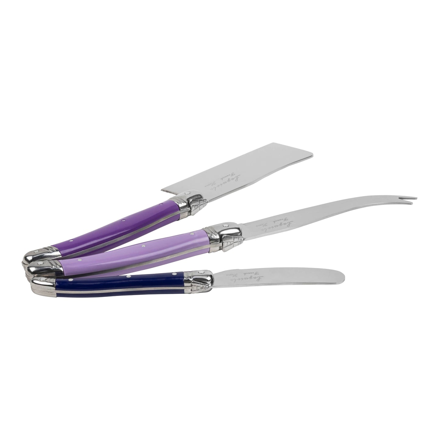 French Home Laguiole Set of 3 Cheese Knives, Plum Rose