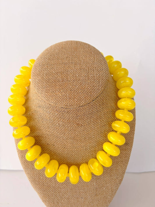 Rory Yellow Beaded Necklace – Sunshine Statement Necklace (18”)