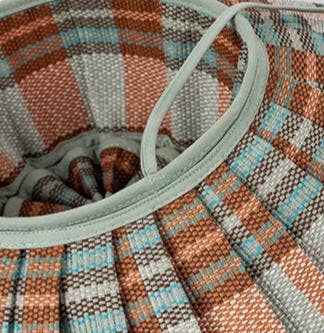 Ruffle Check Straw Hat Plaid Straw Sun Hat: TGrass / M