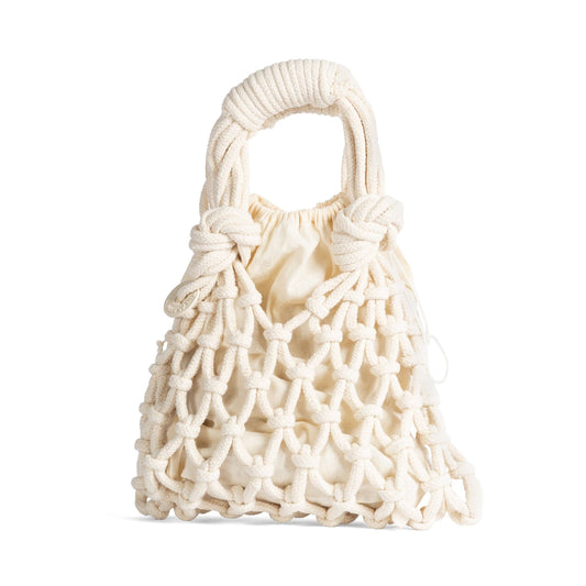 Trenza Macrame Net Bag: Stone Beige
