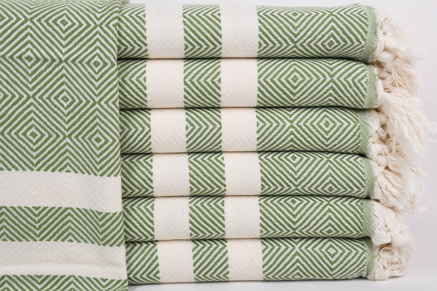 Organic Kitchen Towel, Embroidered Hand Towel, Khaki Green