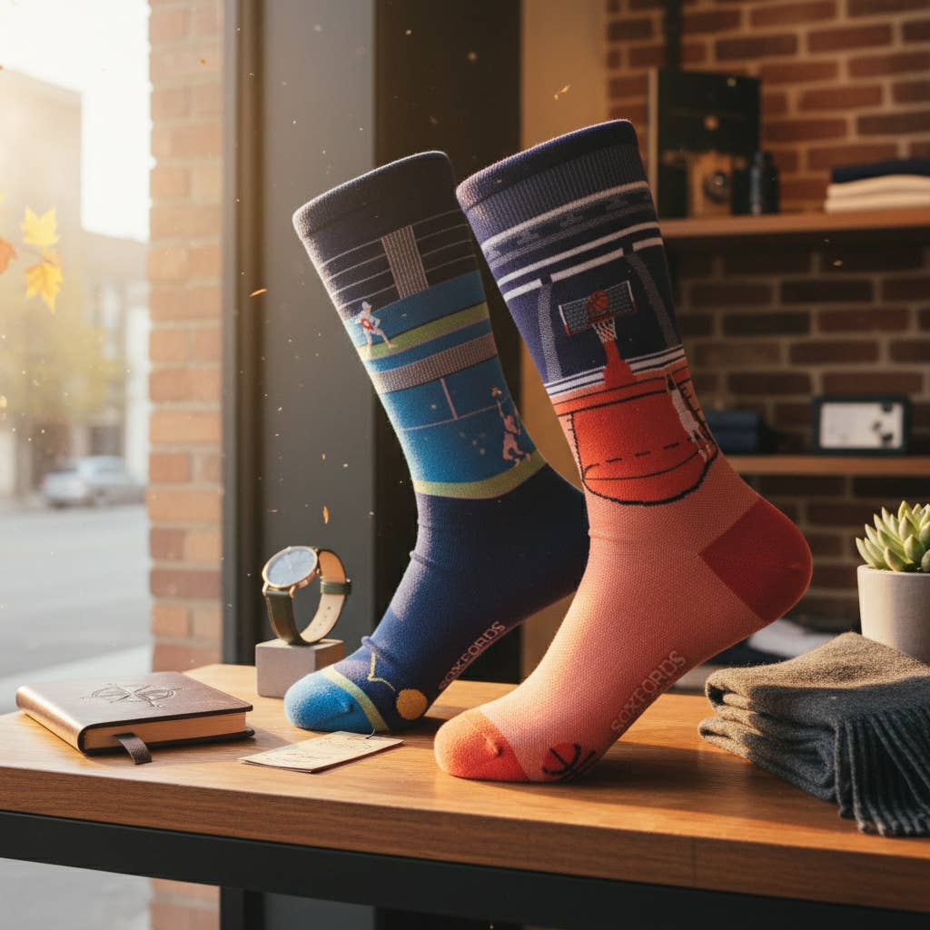 "Break Point" - Tennis Themed Fine Men's Socks