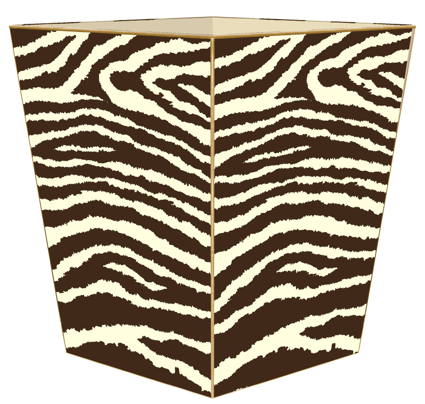 Brown & Creme Zebra Wastepaper Basket: Scalloped Top