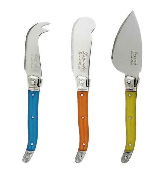 French Home Laguiole 3-Piece Jewel Colored Cheese Knife Set