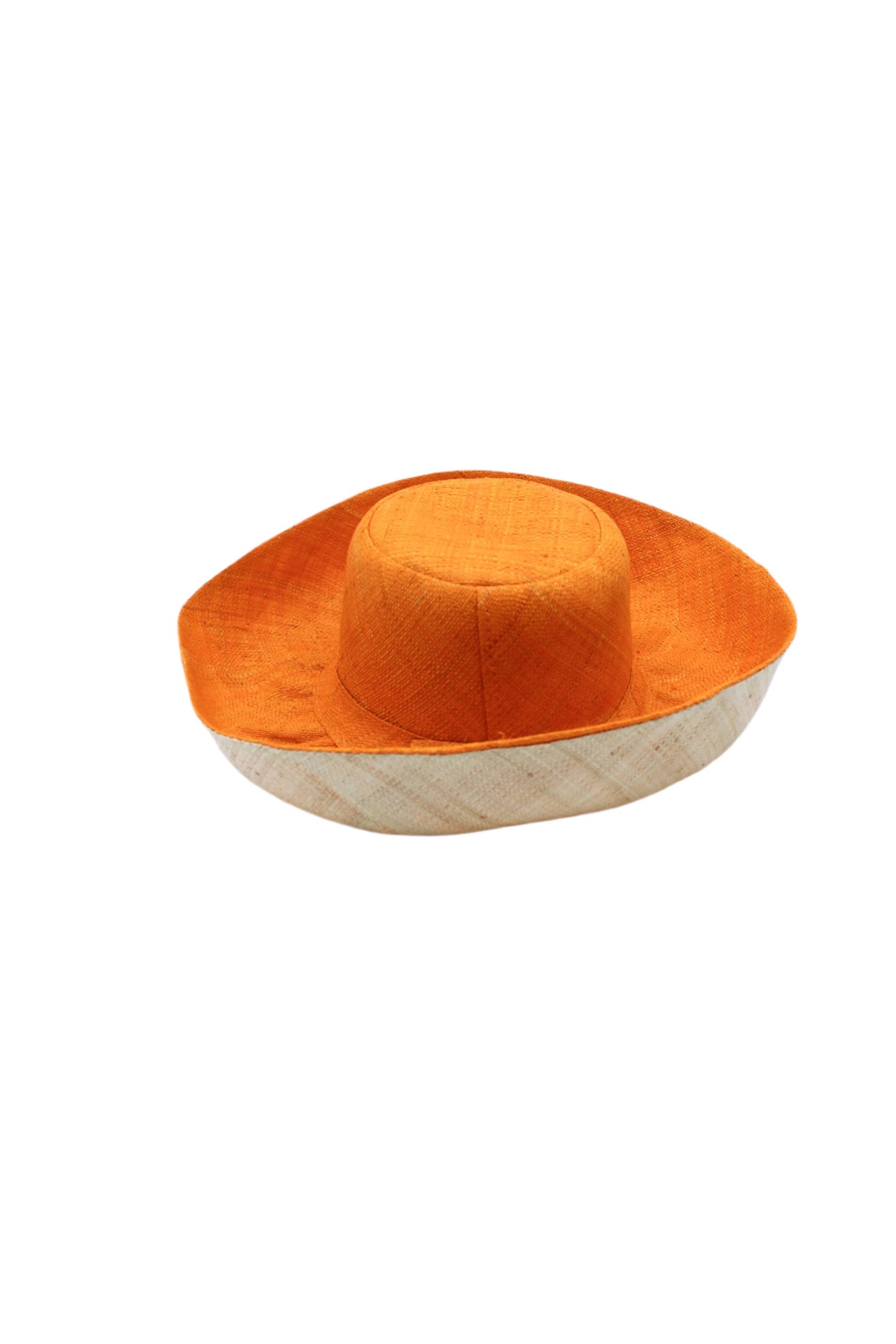 Monica 5" & 7" Wide Brim Two Tone Packable Straw Sun Hats: Coral Two Tone / 7" Brim