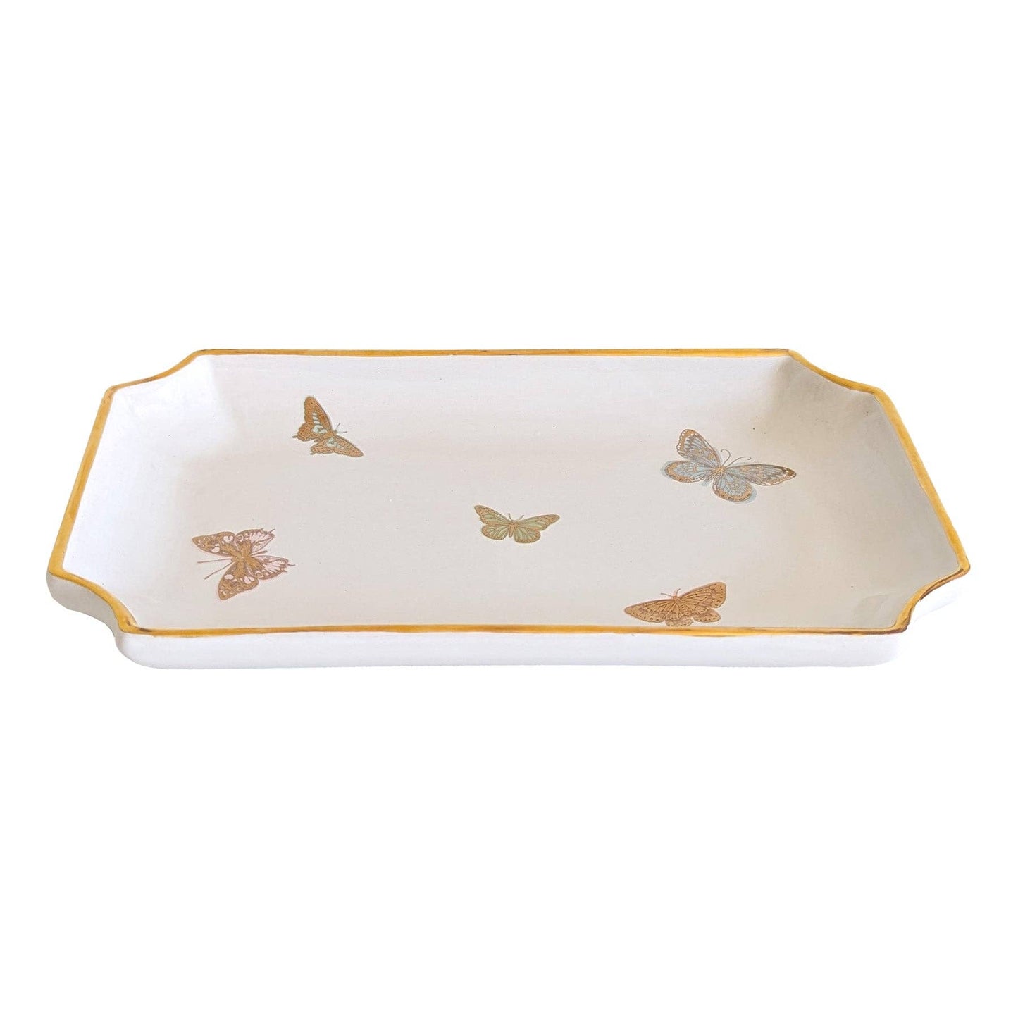 Gilded Butterflies Trays with 22K Gold Accent: Large