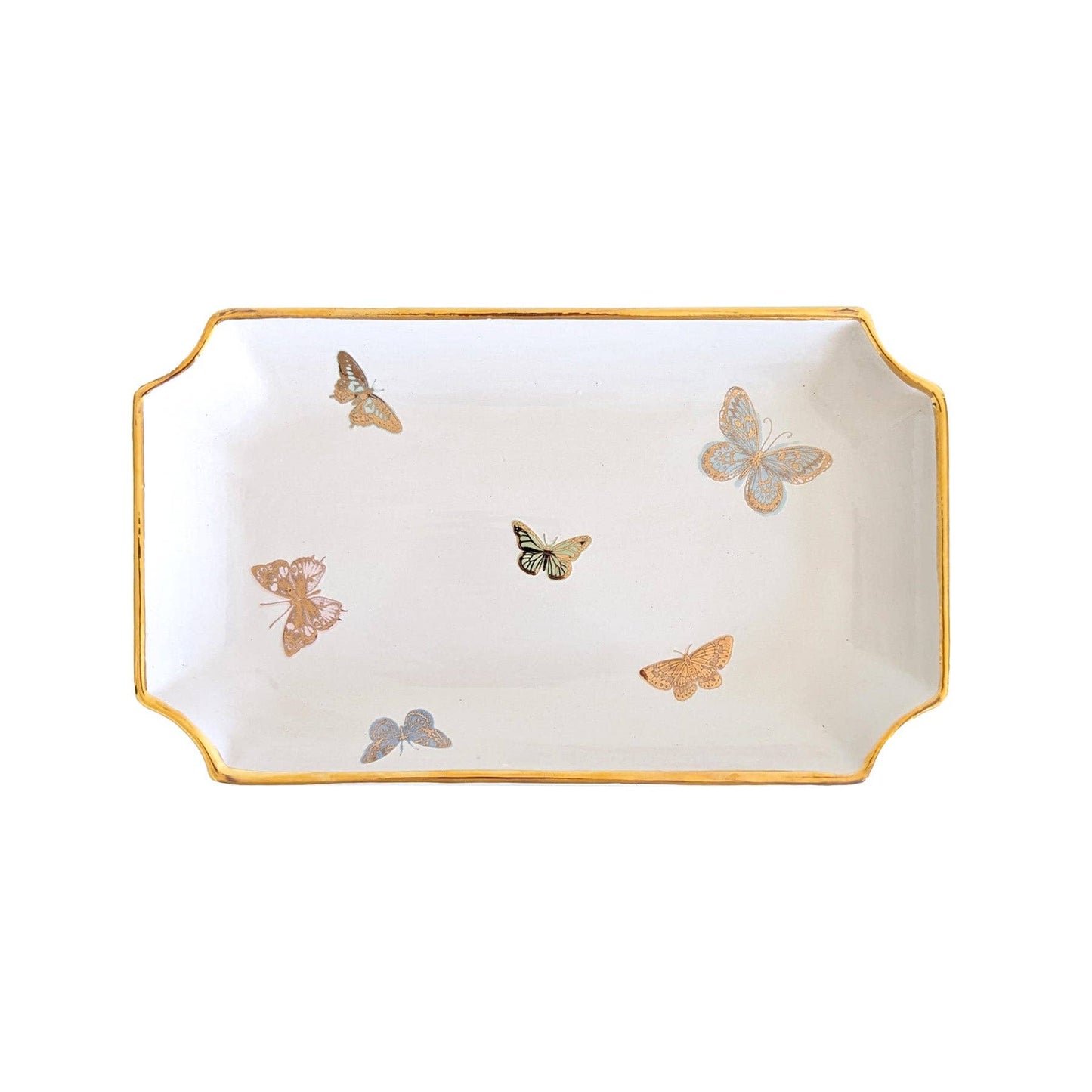Gilded Butterflies Trays with 22K Gold Accent: Small