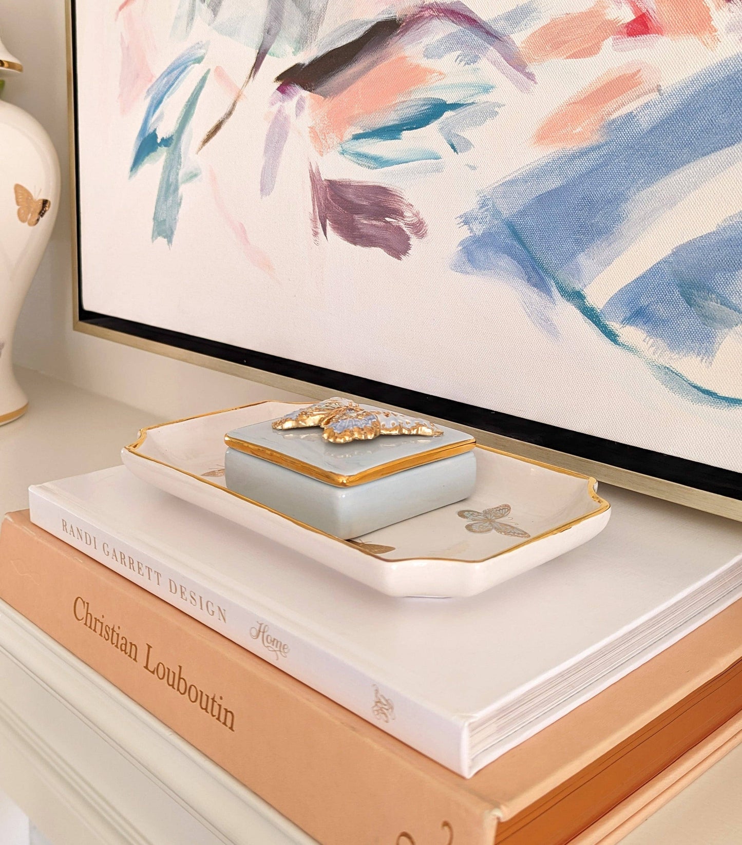 Gilded Butterflies Trays with 22K Gold Accent: Small