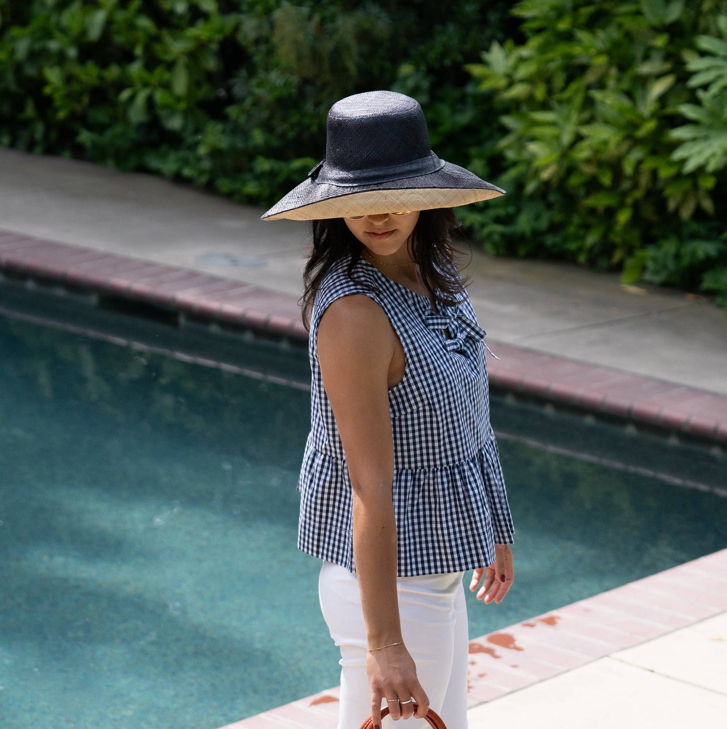 Monica 5" & 7" Wide Brim Two Tone Packable Straw Sun Hats: Saffron Two Tone / 7" Brim