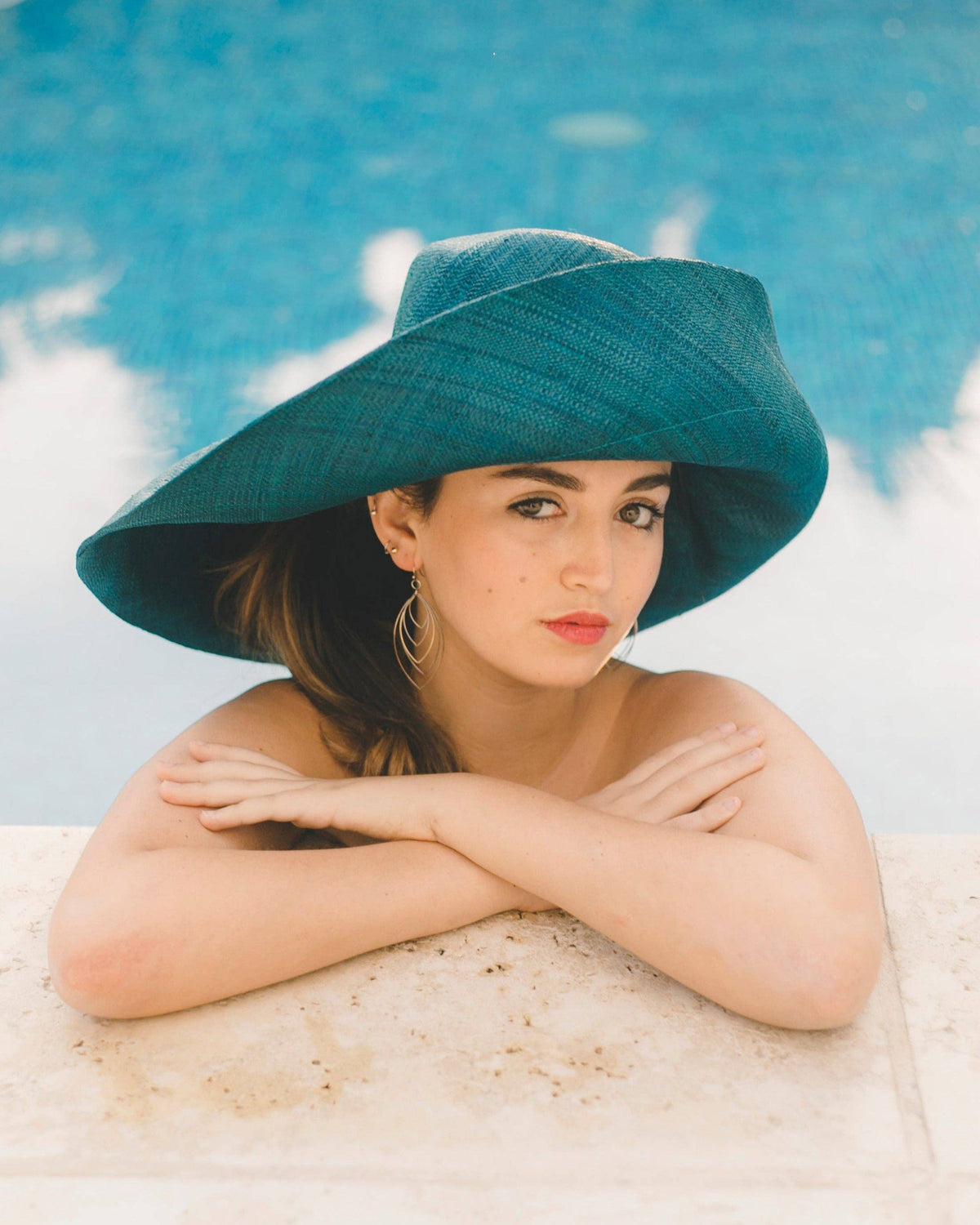 Monica 5" & 7" Wide Brim Solid Color Packable Raffia Straw Sun Hats: Sea Sage / 7 Inch